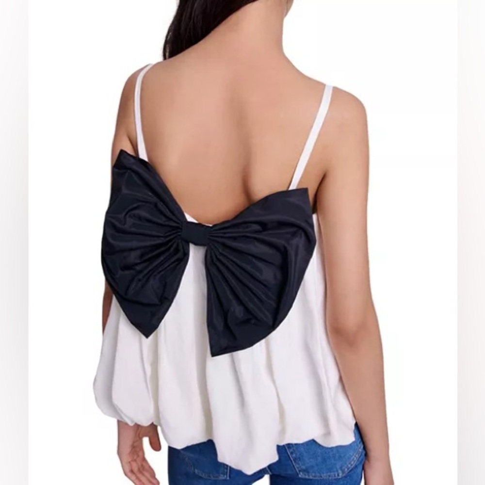 Maje Louma Sleeveless Bow Top Cream NWT Size 0